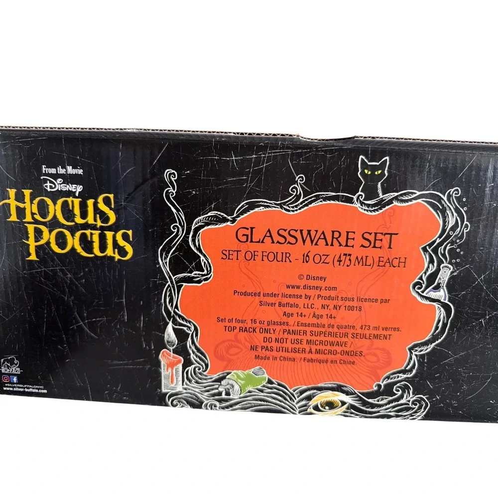 Silver Buffalo Hocus Pocus Glassware Set Unisex 16oz Multicolor Disney 4 Pack